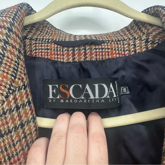 Vintage ESCADA 1980s Double Breasted Oversized Plaid Blazer Size 38 - Picture 4 of 4